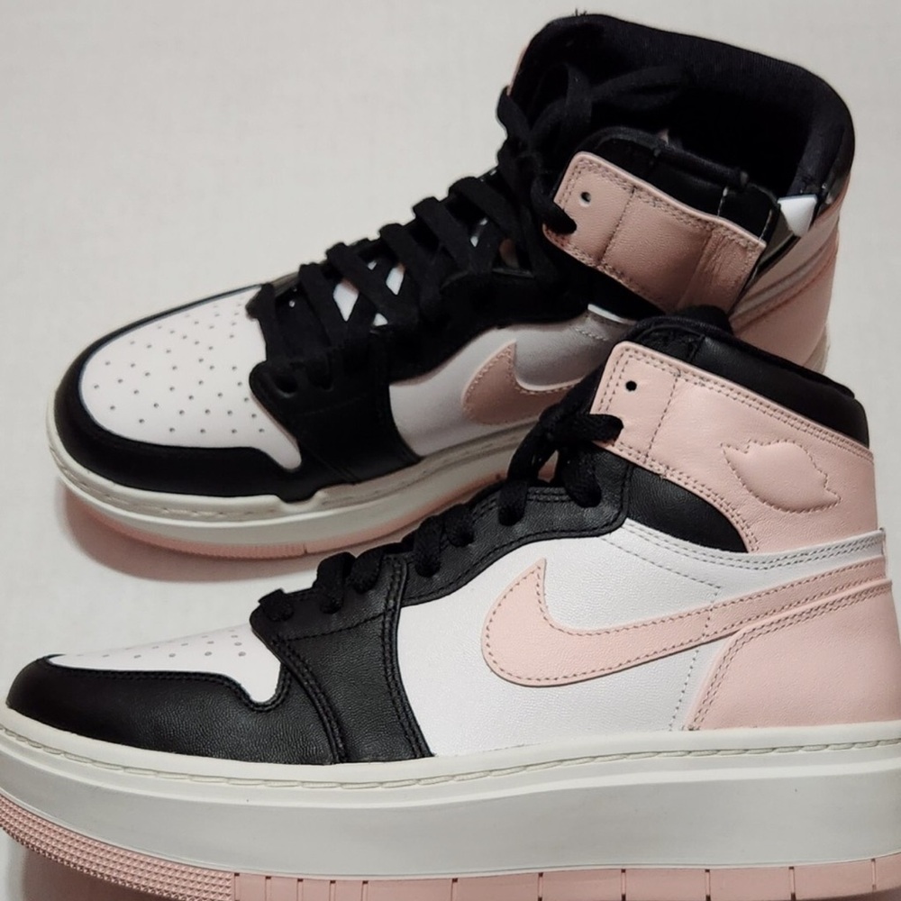 Women's Black and Pink High-Top Sneakers